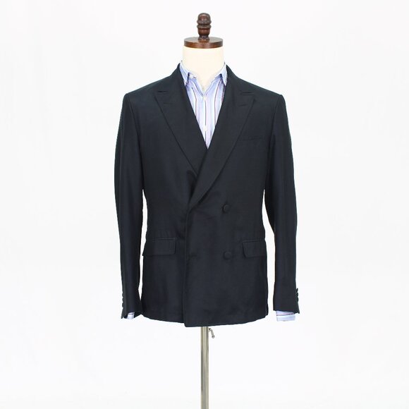 Adam Kimmel 42R Black Solid Double Breasted Sport Coat Blazer Jacket T311 - Picture 1 of 11